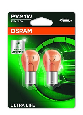 Set 2 Becuri 12V Py21W Ultra Life Blister Osram [2]