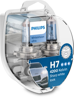 Set 2 Becuri Far H7/W5W Px26D 55W 12V White Vision Ultra Philips [3]