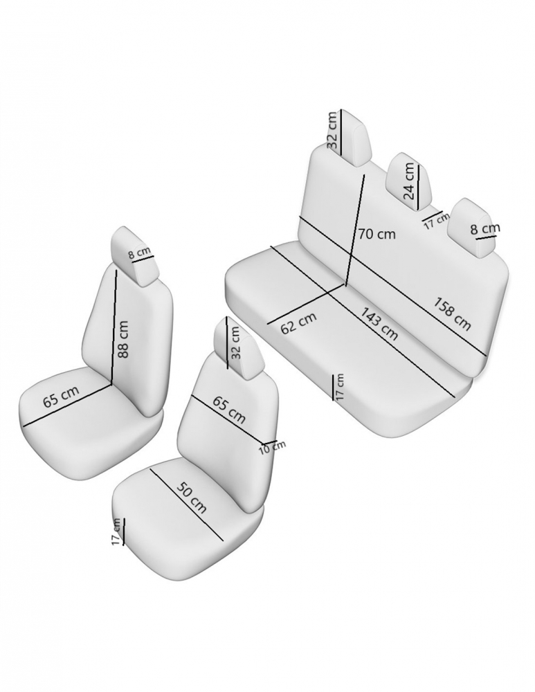Set huse scaun Individual ALBASTRU [5]