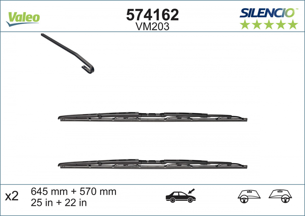 SET LAMELE STERGATOR PARBRIZ 645/570 MM [5]