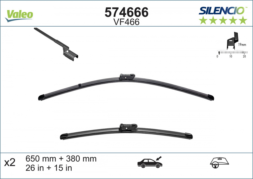 SET LAMELE STERGATOR PARBRIZ 650/380 MM [13]