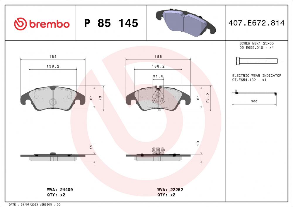 Set placute frana BREMBO P85145 [2]