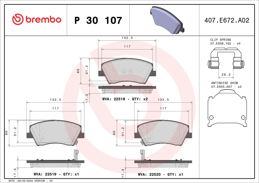 Set placute frana BREMBO  P 30 107 [2]