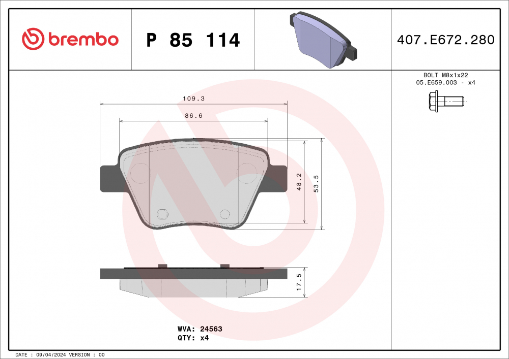 Set placute frana BREMBO P85114 [2]