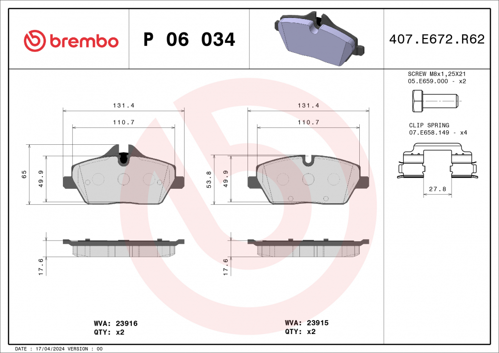 Placute frana BREMBO P06034 [1]