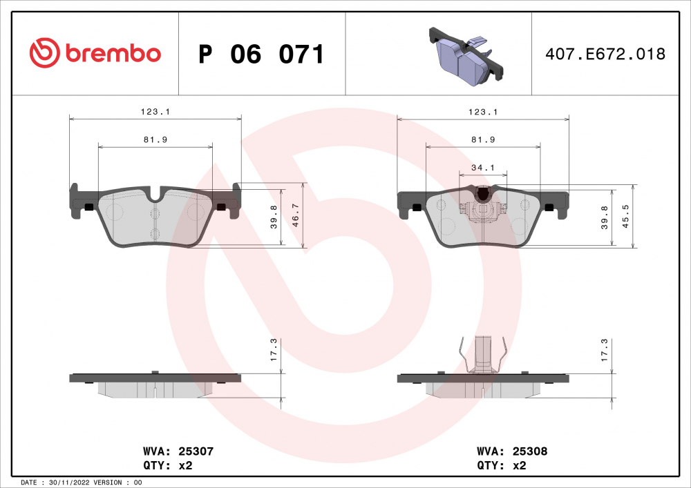 Placute frana BREMBO P06071 [1]