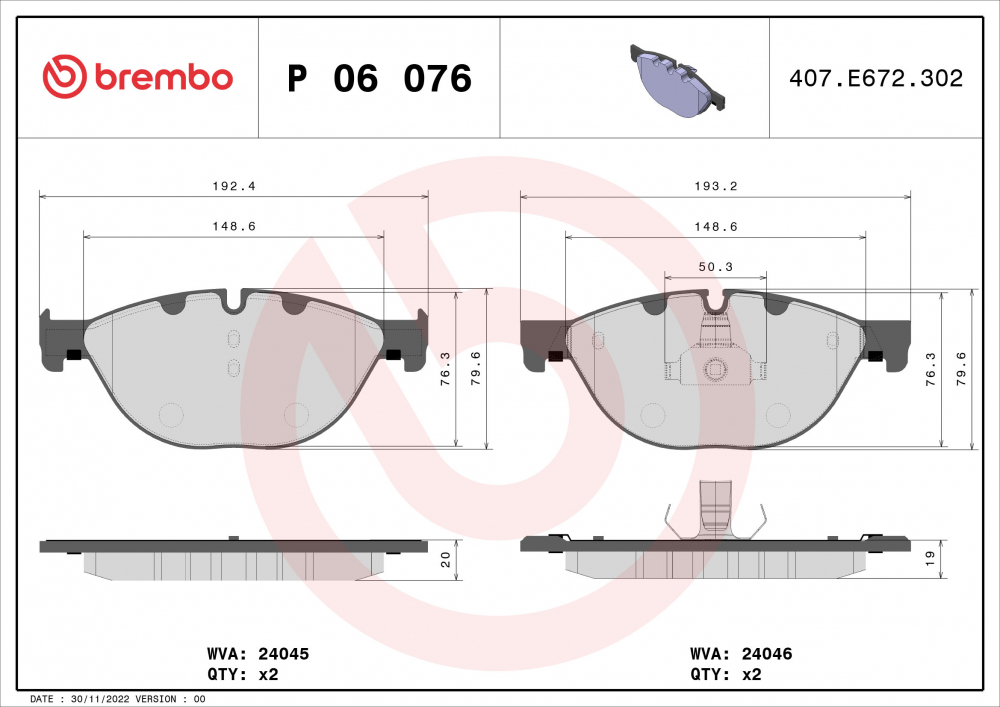 Placute frana BREMBO P06076 [2]