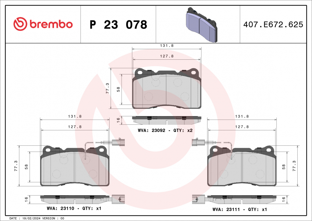 Placute frana BREMBO P23078 [1]