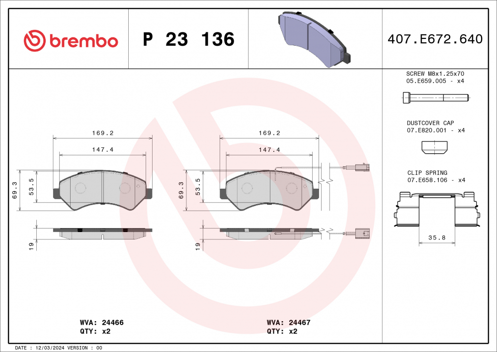Placute frana BREMBO P23136 [2]