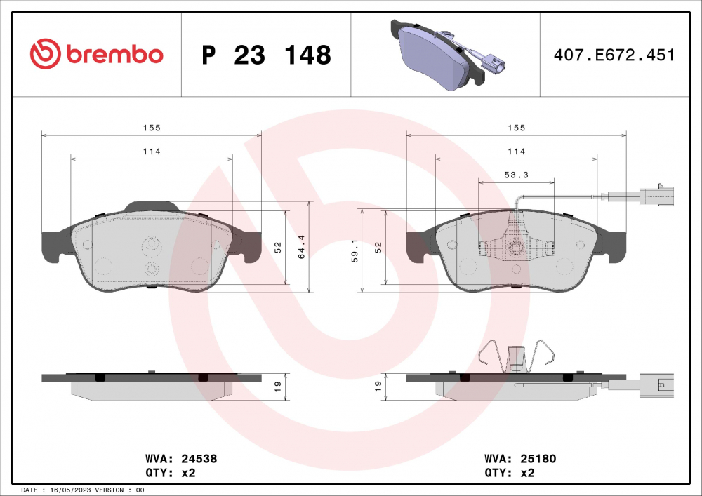 Placute frana BREMBO P23148 [1]