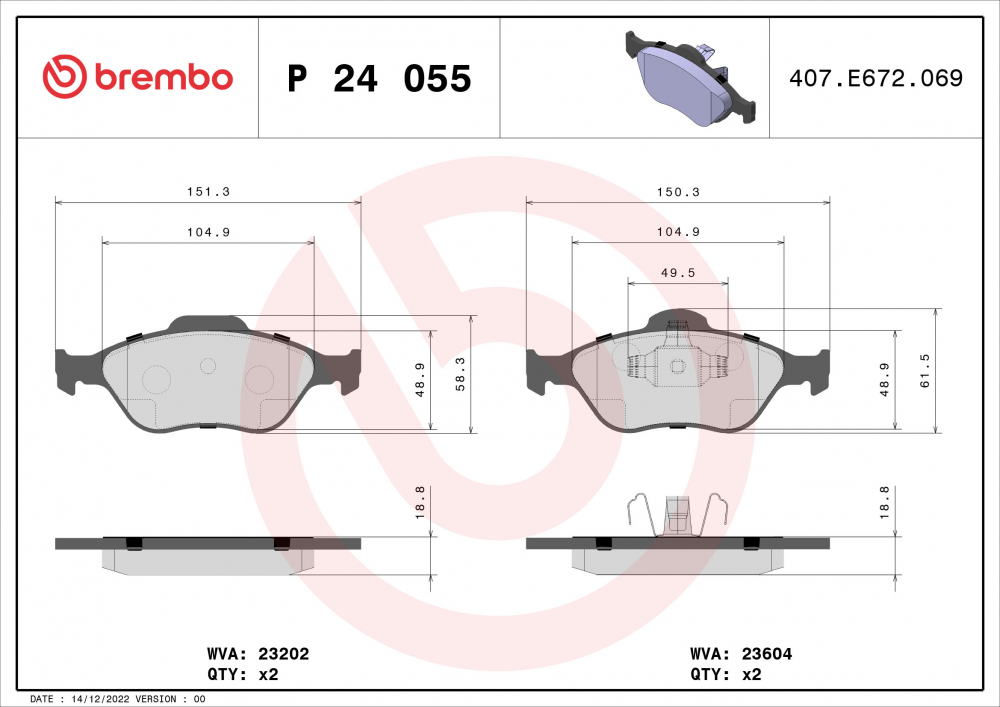 Placute frana BREMBO P24055 [1]