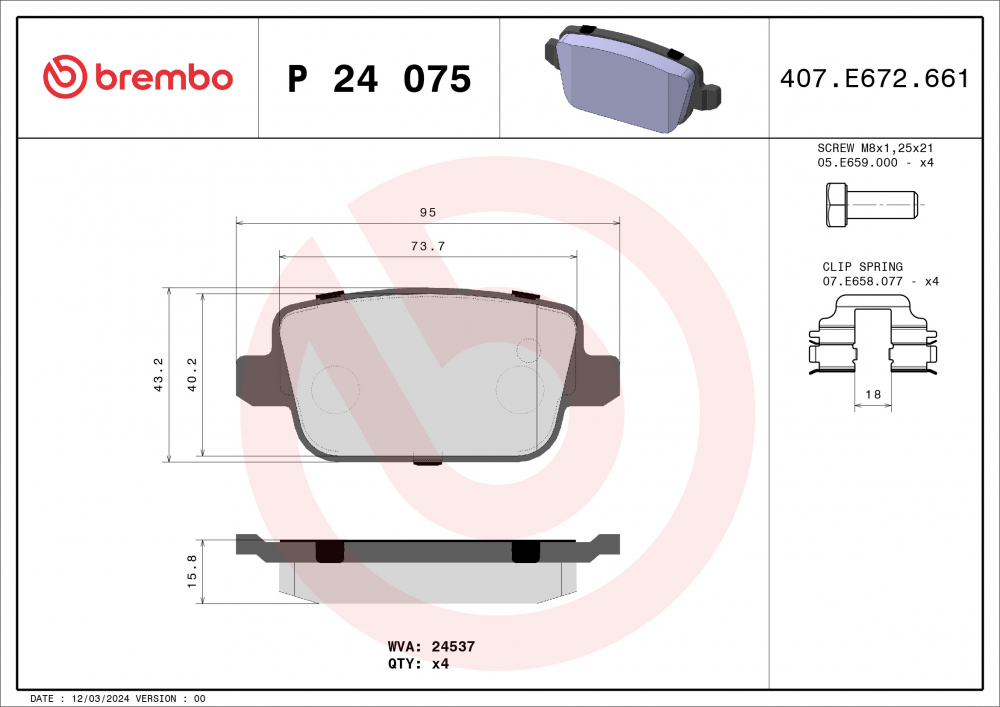 Placute frana BREMBO P24075 [2]