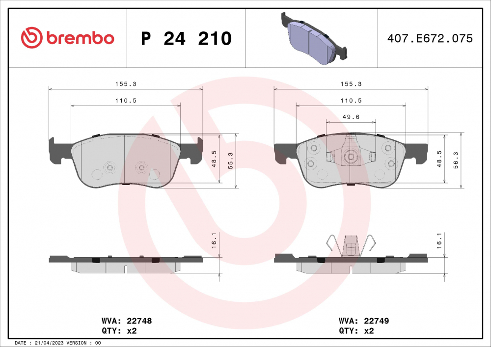 Placute frana BREMBO P24210 [1]