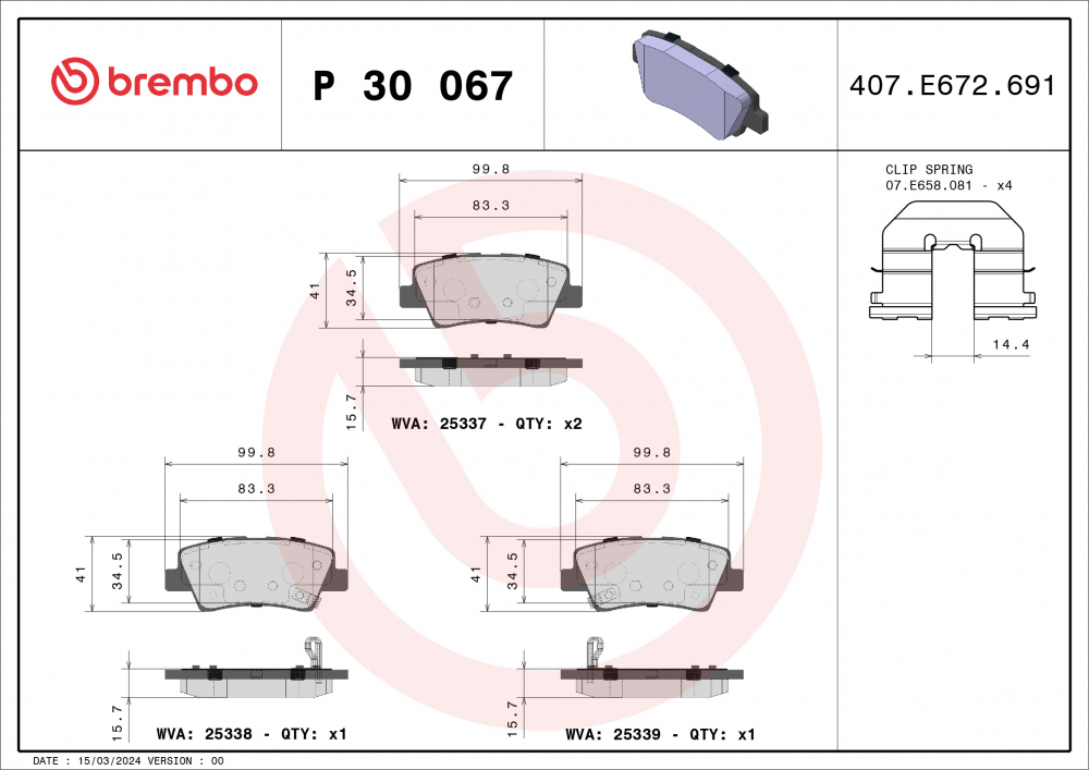 Placute frana BREMBO P30067 [2]