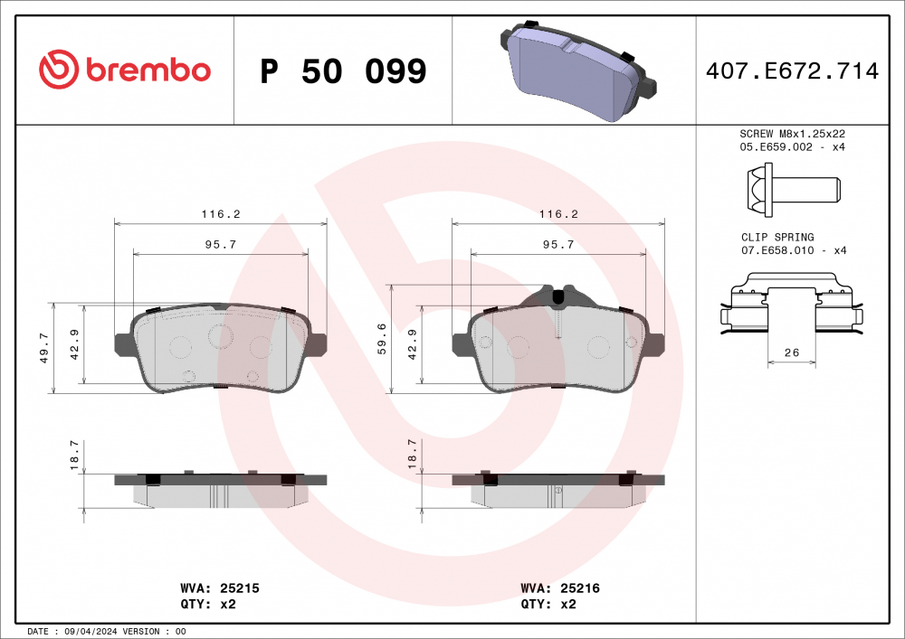 Placute frana BREMBO P50099 [2]