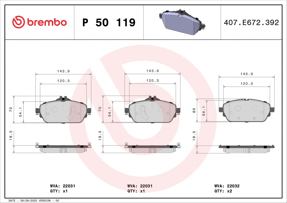 Placute frana BREMBO P50119 [2]