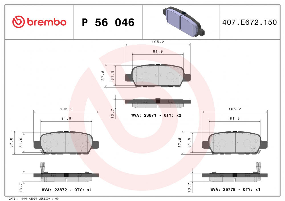 Placute frana BREMBO P56046 [2]