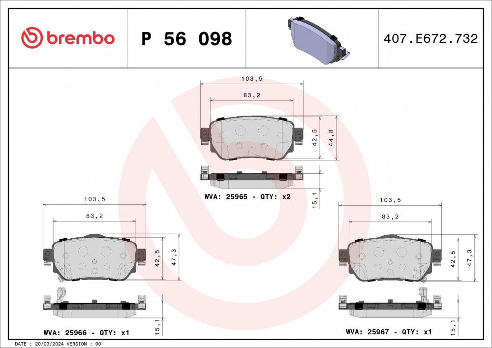 Placute frana BREMBO P56098 [2]
