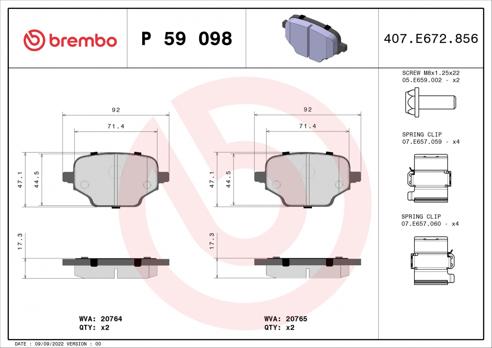 Placute frana BREMBO P59098 [2]