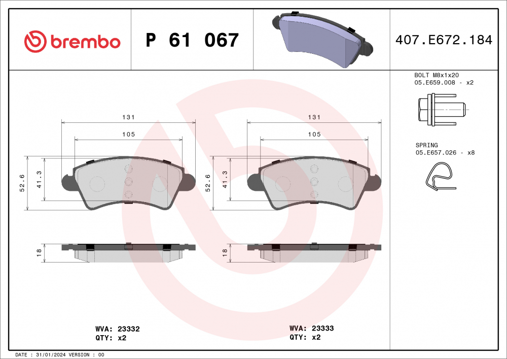 Placute frana BREMBO P61067 [1]