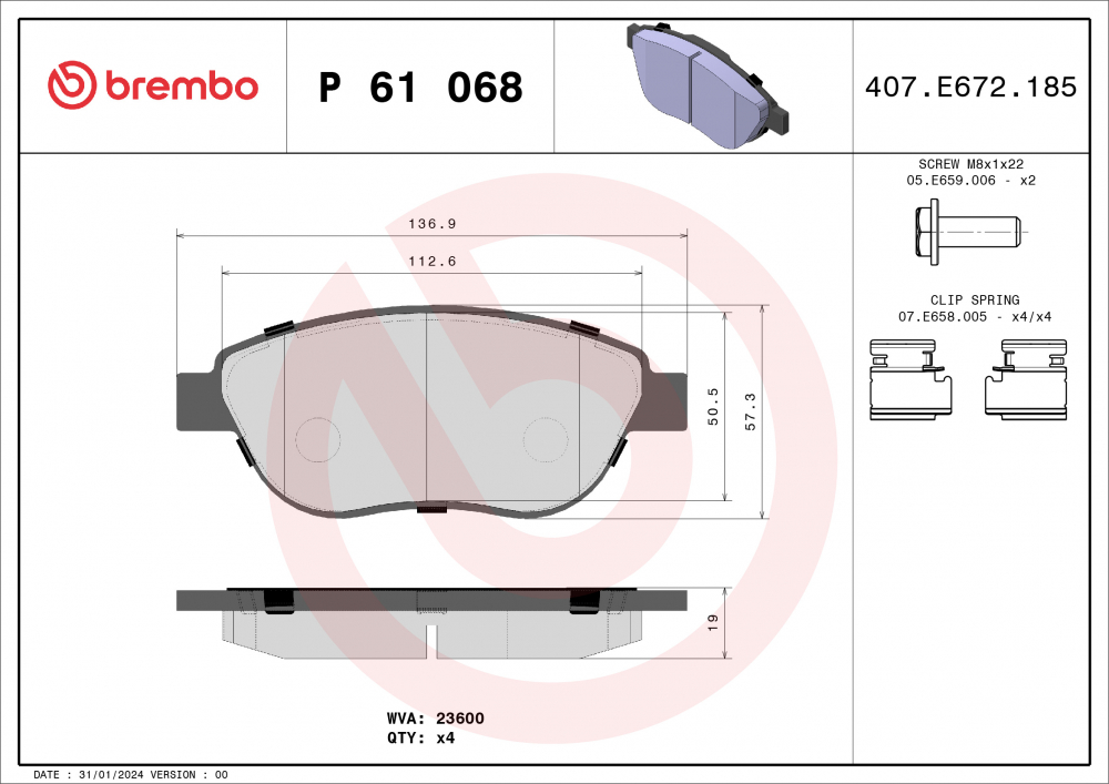 Placute frana BREMBO P61068 [2]