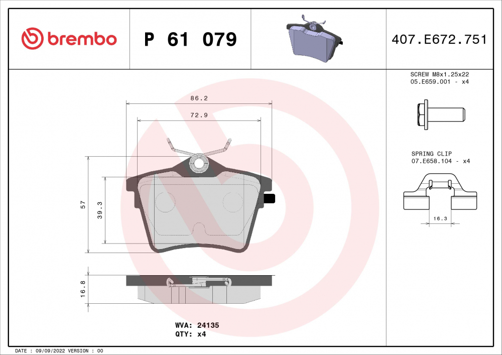 Placute frana BREMBO P61079 [1]
