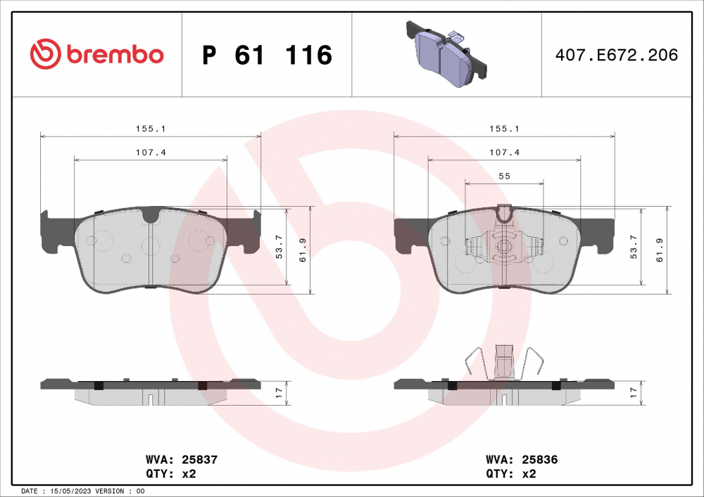 Placute frana BREMBO P61116 [1]
