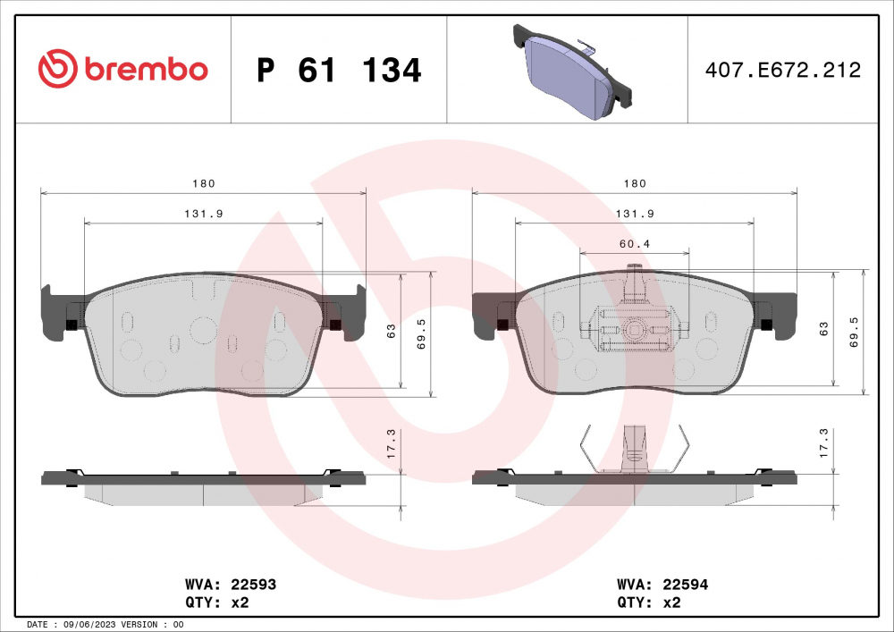 Placute frana BREMBO P61134 [1]
