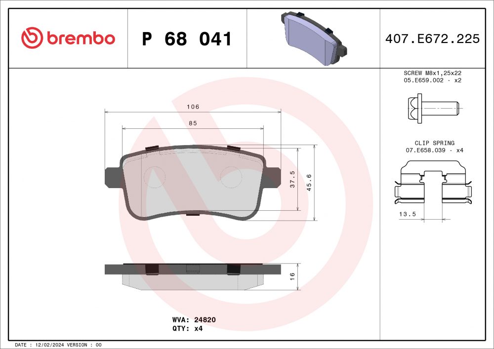 Placute frana BREMBO P68041 [2]