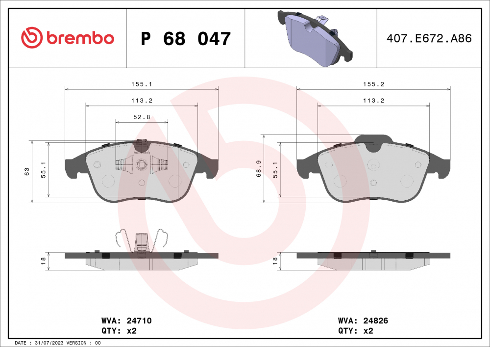 Placute frana BREMBO P68047 [1]