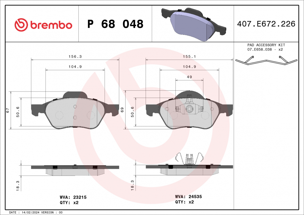 Placute frana BREMBO P68048 [1]