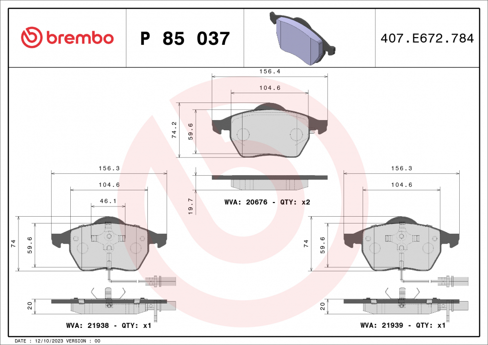 Placute frana BREMBO P85037 [2]