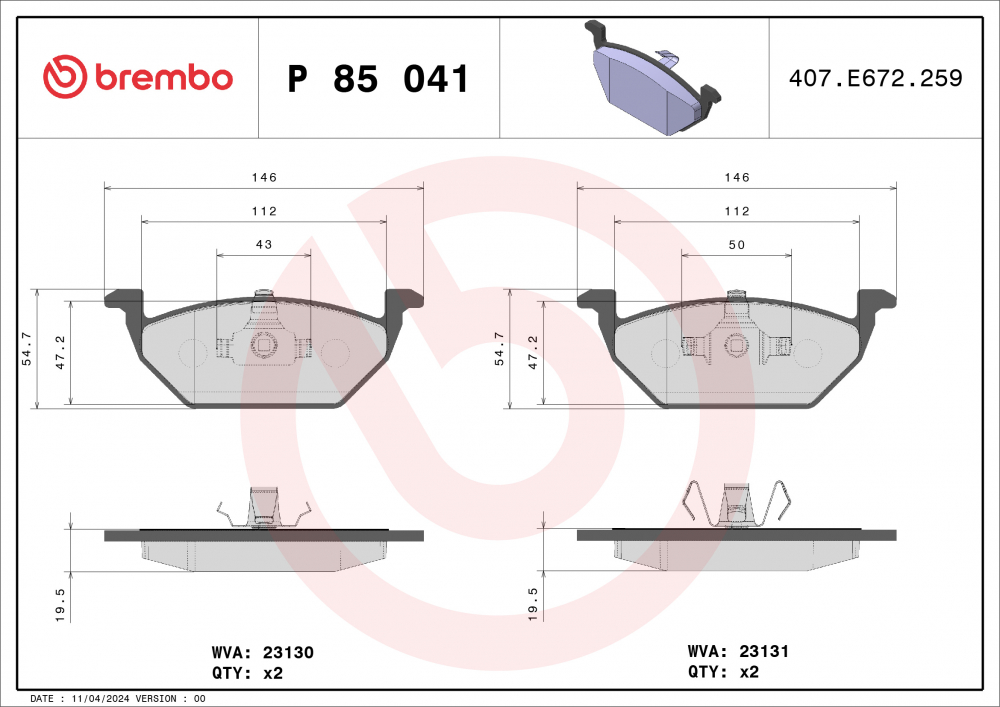 Placute frana BREMBO P85041 [1]