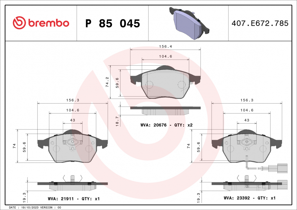 Placute frana BREMBO P85045 [1]