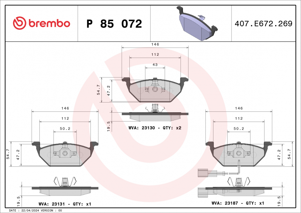 Placute frana BREMBO P85072 [1]