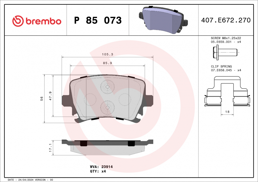 Placute frana BREMBO P85073 [1]