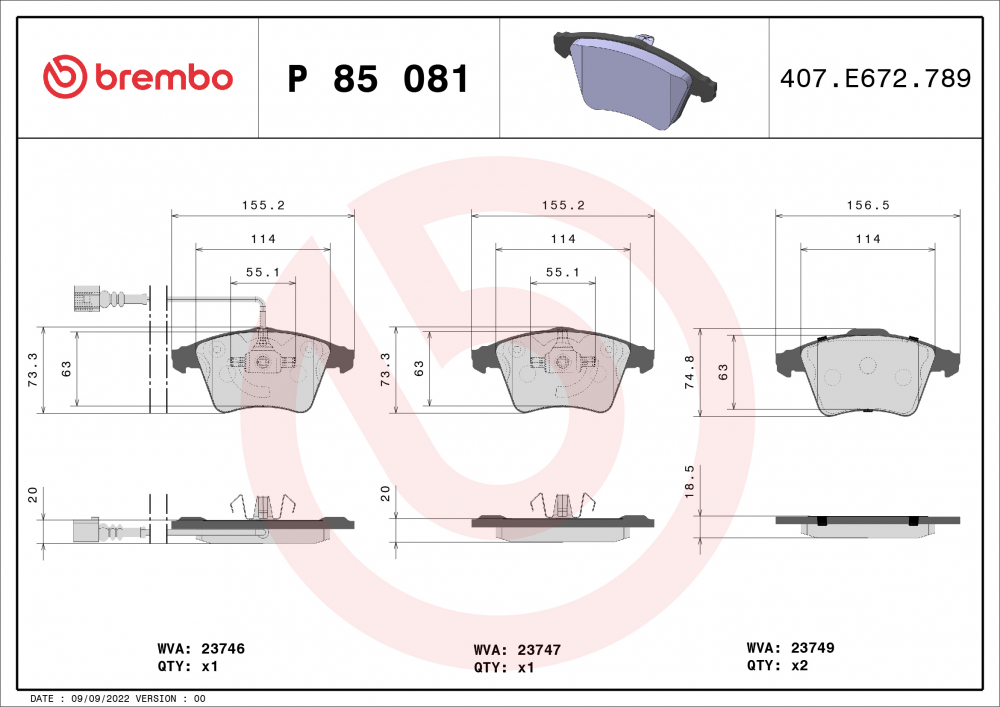 Placute frana BREMBO P85081 [2]