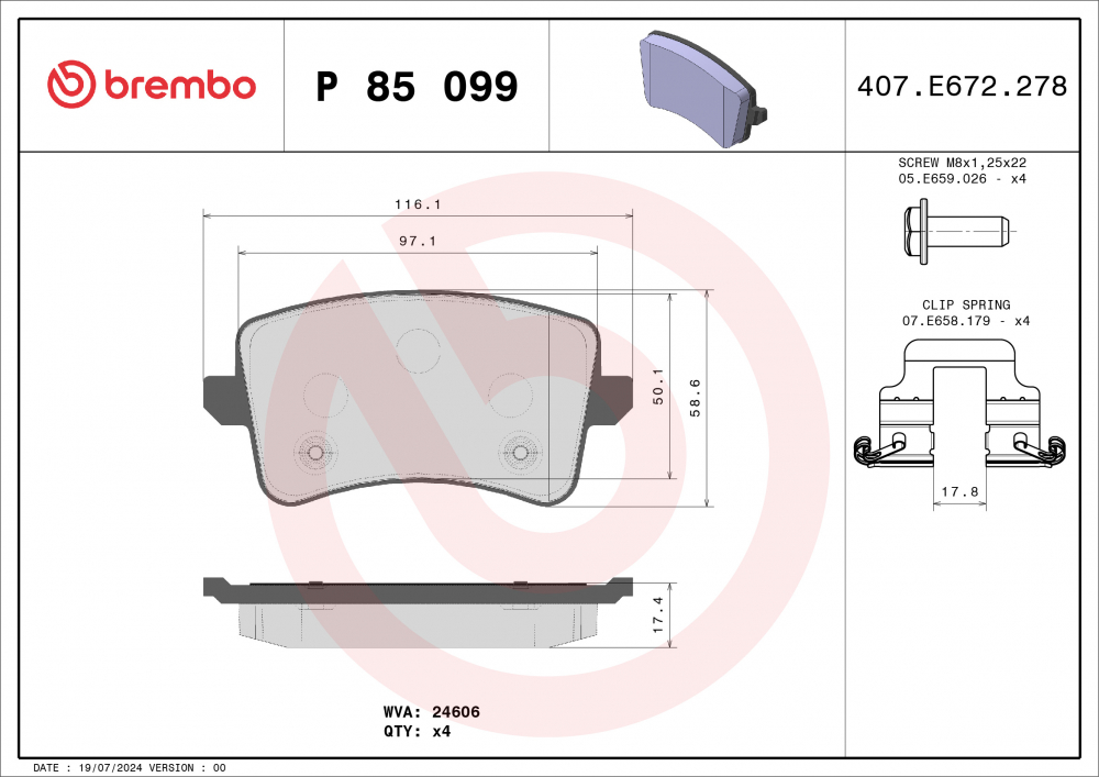 Placute frana BREMBO P85099 [2]