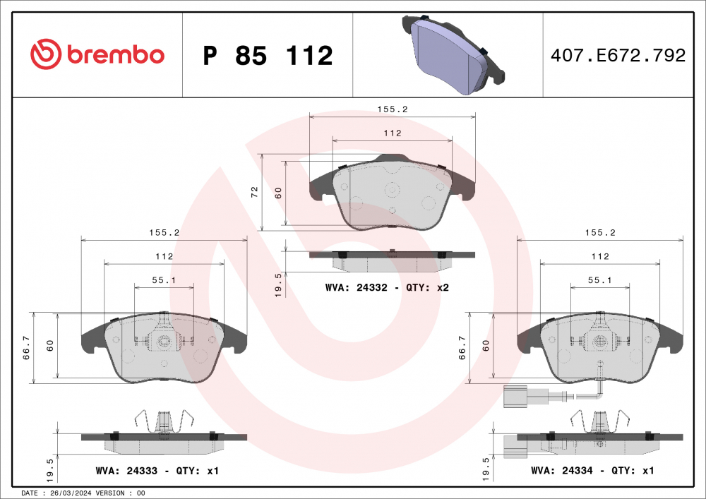 Placute frana BREMBO P85112 [1]