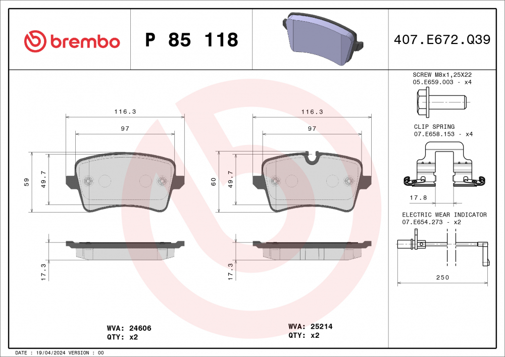 Placute frana BREMBO P85118 [1]