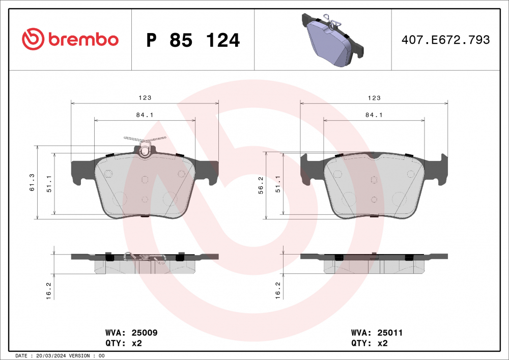 Placute frana BREMBO P85124 [2]