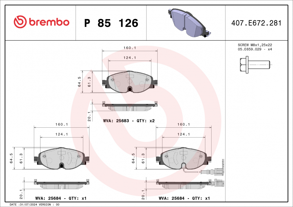 Placute frana BREMBO P85126 [2]
