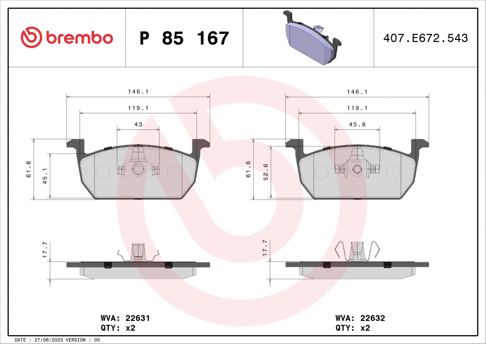 Placute frana BREMBO P85167 [2]