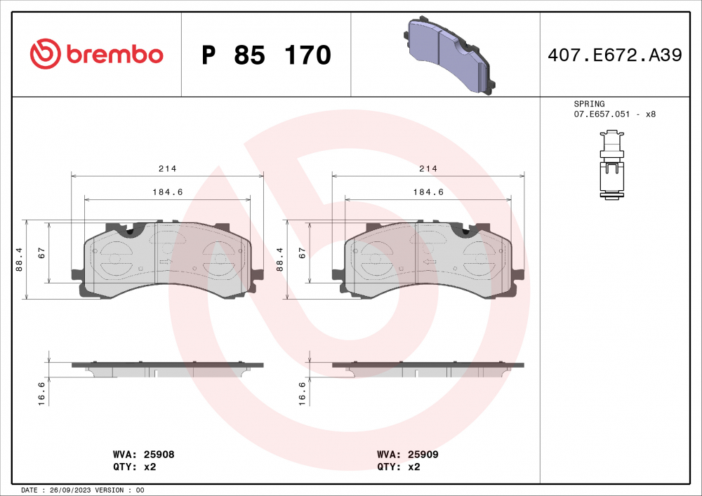 Placute frana BREMBO P85170 [1]