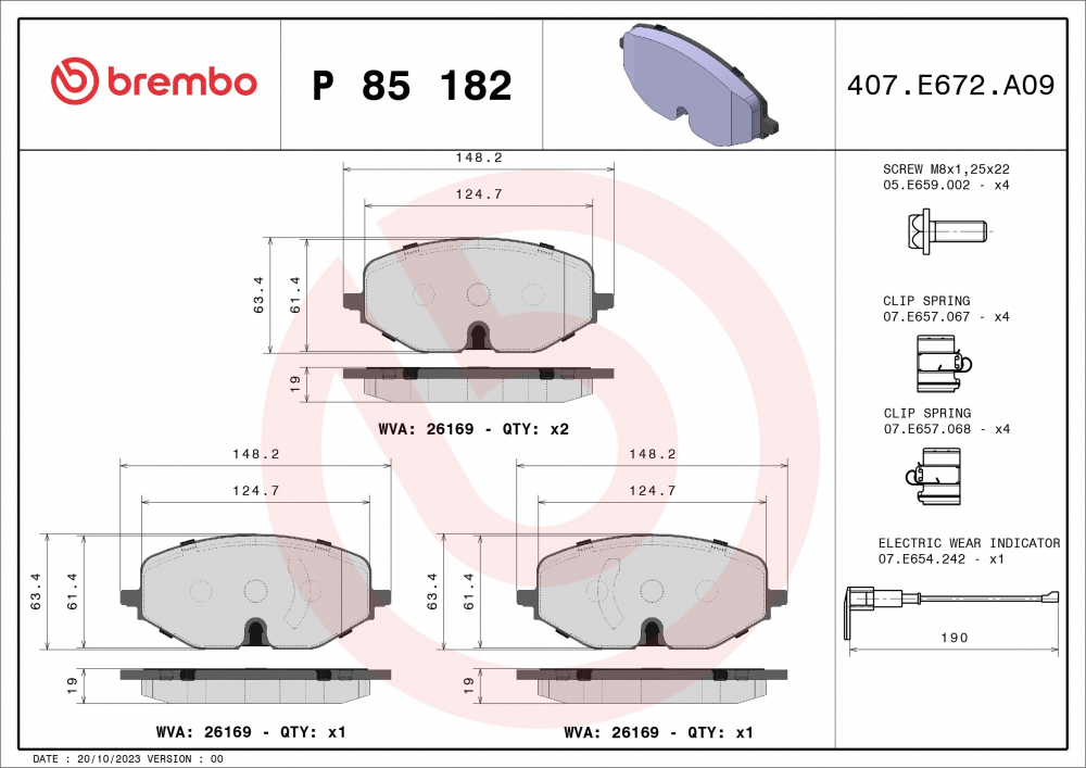 Placute frana BREMBO P85182 [1]