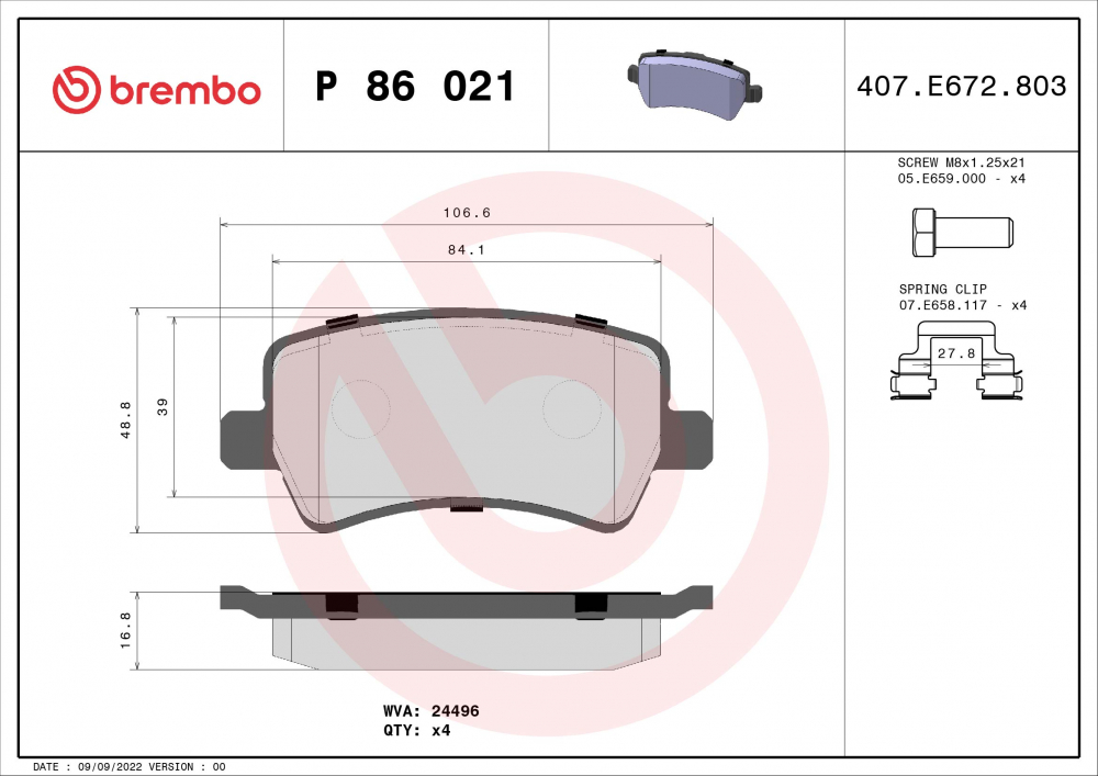 Placute frana BREMBO P86021 [1]