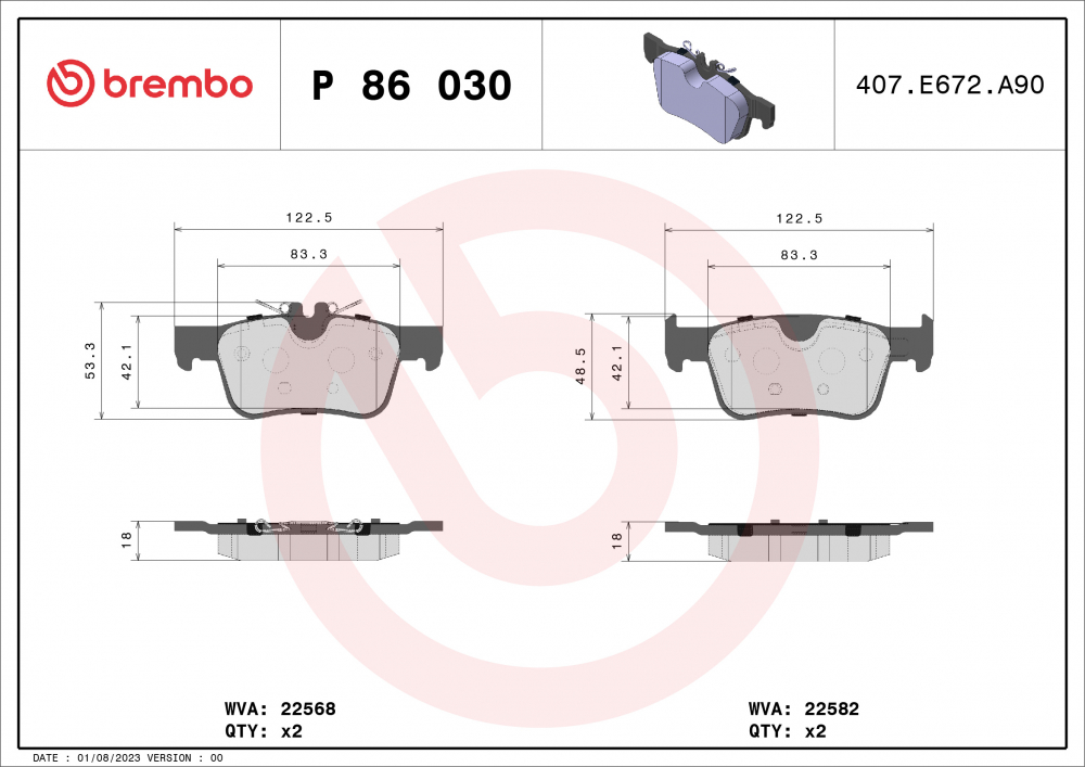 Placute frana BREMBO P86030 [2]