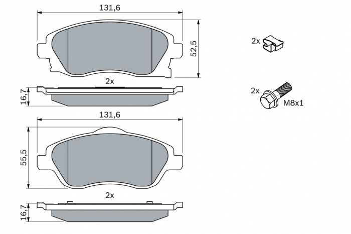 Set placute frana fata BOSCH 0986424527 [6]