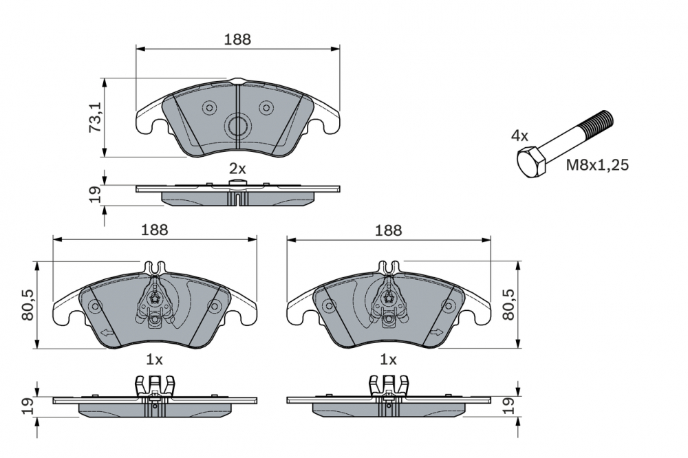 Set placute frana fata BOSCH 0986494263 [2]