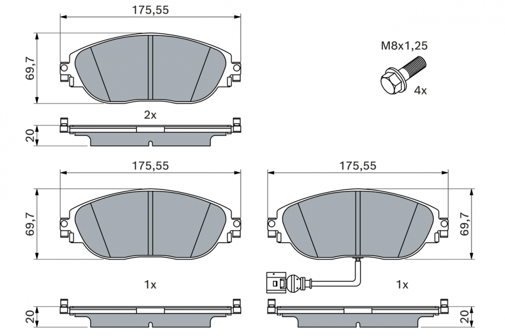 Set placute frana fata BOSCH 0986494704 [3]
